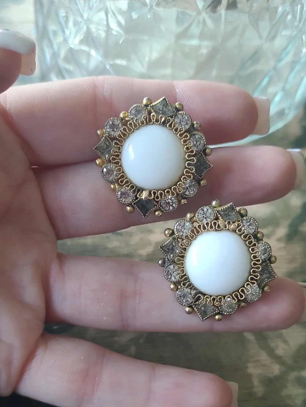 vintage signed Sandor rhinestone clip-on earrings
